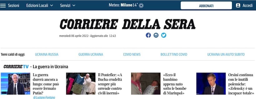 Die Corriere della Sera ist eine der größten Zeitungen in Italien